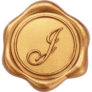 Yoption Initial J Wax Seal Stickers, 50 Pack Antique Gold Self Adhesive Letter Envelope Seal Stickers for Wedding Party Birthday Christmas (J)