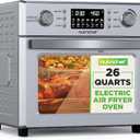 NutriChef 26L Electric Air Fryer Oven | 1700W Countertop Rotisserie & Air Fryer | 360° Rotating Feature | 10 Menu Presets | Includes Drip Tray, Air Frying Basket & Bake Rack 15x16x14 | Stainless Steel, One Size