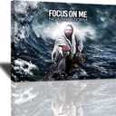 Tourrest Christian Jesus Cross Canvas Wall Art Religious Faith Poster Large Wooden Wall Dcor Christ Bible Framed Artwork for Church Bedroom Modern Home Print Painting 16x12 Inch (Sea)