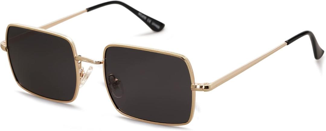 SOJOS Polarized Sunglasses for Womens Mens,Rectangle Polygon Retro Vintage Shades Classic Vintage Shades SJ1168 (Black)