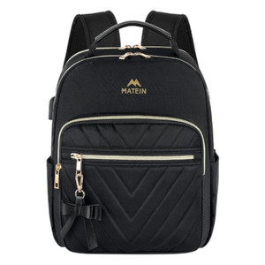 MATEIN Mini Backpack for Women, Waterproof Stylish Daypack Purse Shoulder Bag with USB Charging Port, Lightweight Small Casual Daily Travel Backpack, Lady Girls Gifts for Work School,  Black 