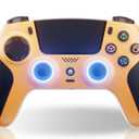 CAWOOSOO Yellow Wireless Controller Compatible for PS5/Pro/Slim/PC, Gradient Color RGB mode & haptic feedback & 1000 mAH battery & 3.5mm Audio Jack & Speaker