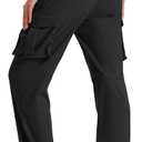 MAGCOMSEN Women's Cargo Pants Quick Dry Lightweight Hiking Travel Pants Water Resistant Safari Joggers with Pockets (Black, M)