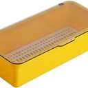 Flatware Tray with Lid and Drainer,Silverware Tray Kitchen Dinnerware Holder and Utensil Storage Container for Flatware and Silverware(Yellow)