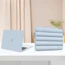MOSISO Compatible with MacBook Air 13 inch Case 2025 2024 2023 2022 M4 A3240 M3 A3113 M2 A2681, Hard Case&Puffy Bag&Keyboard Cover&Webcam Cover&Screen Film for MacBook Air 13.6 inch Case, Baby Blue