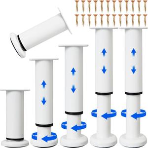 6 PCS Adjustable Furniture Couch Cabinet Legs 4.72-7.48 Inch, Heavy Duty Adjustable Height Replacement Legs for Dresser/Sofa/Bed/Chair, Legs for Furniture Set of 6 (White)