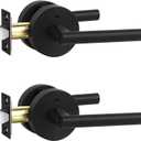 Lethato 2 Packs Black Door Handles Interior, Matte Black Lever Privacy Door Handle for Bathroom, Heavy Duty Zinc Handle Interiors for Bedroom