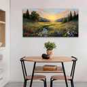 Tarfupth Large Green Landscape Canvas Wall Art for Living Room Sunset Mountain Wildflowers Canvas Prints Nature Scenery Artwork for Bedroom Office Home Decor 20"x40", 20L" x 40W"