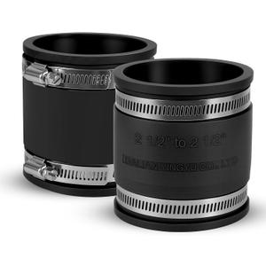 2 Pcs 2-1/2 IN Flexible PVC Pipe Coupling with Stainless Steel Clamps Fit 2-1/2 IN Nominal Pipes, Couplers for Plastic and Copper Pipe Plumbing Connections, Drain Repair, Dust Hose