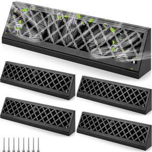 Blulu 4 Pcs 18 Inch Baseboard Register Duct Opening Size Modern Design Vent Covers for Home Floor Wall Baseboard Air Covers Supply Floor Diffuser Including Screws (Black)