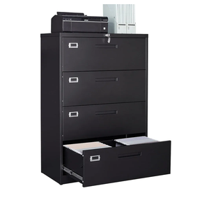 AFAIF 4 Drawer File Cabinet with Lock,Filing Cabinet with Drawers,Metal Locking Office File Storage Cabinet for Home Office,Lateral Filing Cabinet Organizer for Letter/Legal/F4/A4, Black 