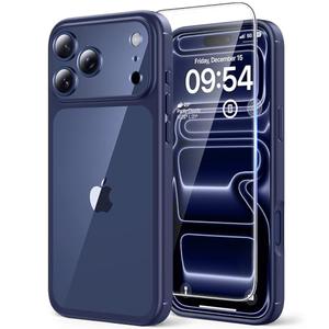 TAURI for iPhone 17 Pro Case, Full Camera Protection with Screen Protector, Anti-Yellowing Military-Grade Protection Shockproof Slim Phone Case for iPhone 17 Pro, Blue