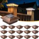 APONUO 16 Pack Fence Post Solar Lights, 2 Modes(Warm/Cool Light) Outdoor Waterproof 4x4 Post Solar Lights, Solar Powered Garden, Patio, Deck Decor for 4x4 Wood & Vinyl Posts, Copper