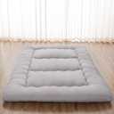 Japanese Floor Mattress, Futon Mattress with Portable Storage Bag and Washable Cover, Roll Up Thick Tatami Mat Suitable for Camping, Guest Room, Grey, Twin