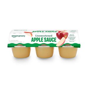Amazon Grocery, Unsweetened Apple Sauce, 4 Oz, Pack of 6 (Previously Happy Belly) (EXP 06/26/27)