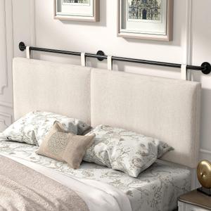 HouseMila Headboard for King Size Bed, Wall Mounted Headboard with Fine Linen Upholstery and Button Tufting, Adjustable Heigh Head Board for Bedroom (Beige, King)