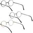 3 Pack Round Frame Reading Glasses Blue Light Blocking Reader Metal Full Frame Retro Glasses