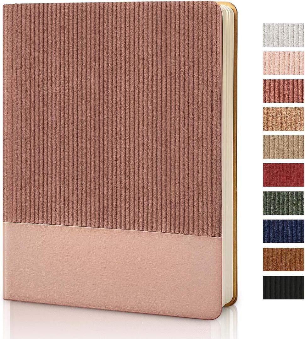 Lined Journal Notebook for Work College Ruled Note Book 7.2"x9.6" B5 PU Leather Daily Journaling 160 Pages for Women Men Writing Home School Supplies Business (Dark Pink)