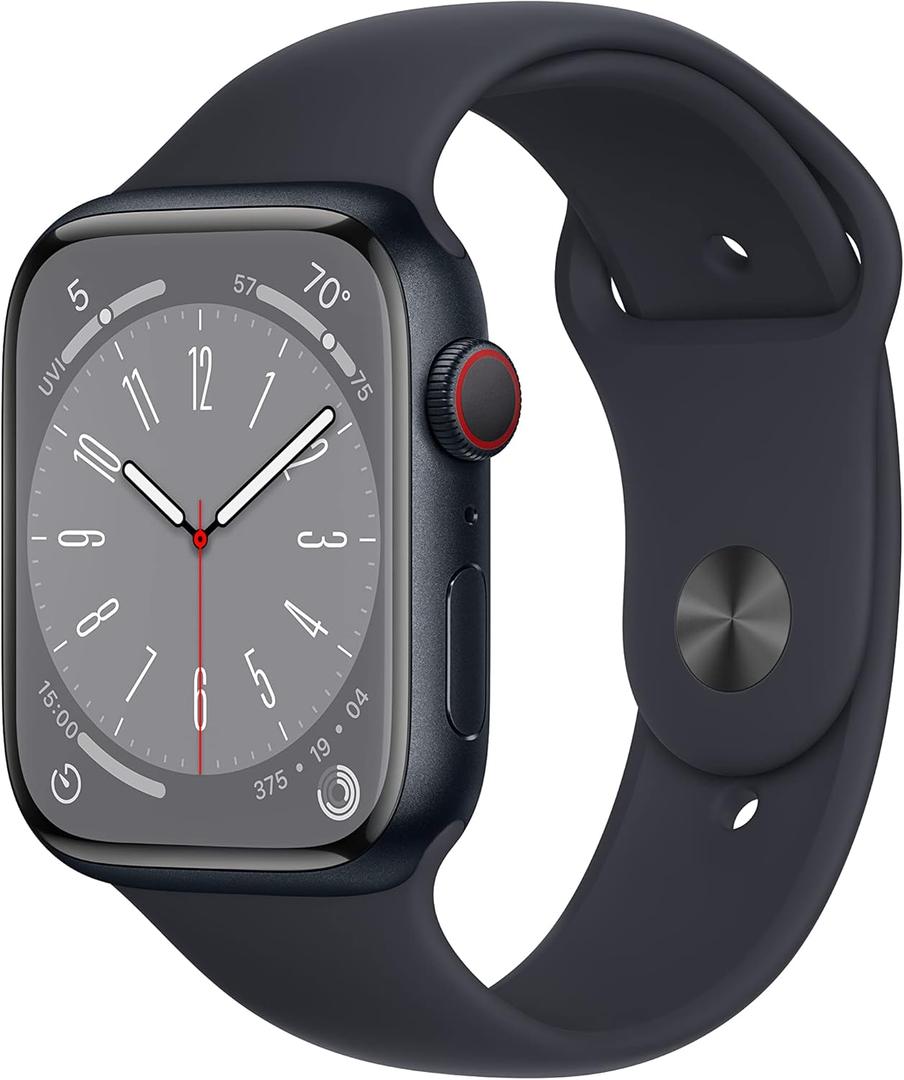 Apple Watch Series 8 [GPS + Cellular, 45mm] - Midnight Aluminum Case with Midnight Sport Band, M/L
