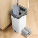 MOPALL Mop and Bucket with Wringer Set for Home, Flat Mop and Bucket Set with Washable Microfiber Pads, Wet and Dry Mop with Long Handle, Wall Cleaner for All Floor Types and Windows