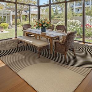 Modern Rainbow Easy Jute Rug 8x10 Large Living Room Carpet Washable Outdoor Patio Dining Room Rug Contemporary Farmhouse Non Slip Indoor Outdoor Carpet for Backyard Deck Office Decor