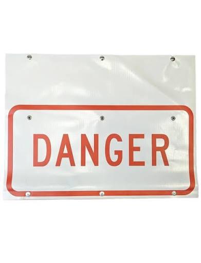 24" x 12" Nonreflective Cone Bar Roll-Up Sign, Danger(White)