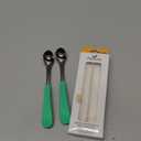 Avanchy Infant Baby Spoons Stainless Steel and Silicone Set, Self Feeding Food Utensils, 4 Months Baby Led Weaning, 2 Pack, Green