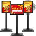 Business & Store Sign Holders 8.5x11inch 3Pack Adjustable Floor Standing Sign Holder with Heavy Duty Display Stand (Black, Silver)
