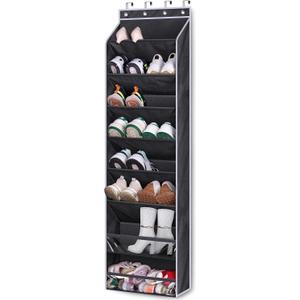 KEETDY Over The Door Shoe Rack for Door Fit 20 Pairs Sneakers Large Hanging Shoe Organizer for Closet Storage Boots, Black (64")