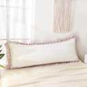Merryword Beige Body Pillow Cover 20x54inches White and Beige Reversible Long Pillowcase Ruffled Body Pillowcases Cute Pillowcase Pillow Sham (1 Body, White Beige)