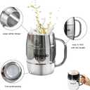 Beer Mug, 2 Pack 17oz Double Wall Stainless Steel Beer Stein with Handle, Insulated Stein Mug for Cold Drinks, Hot Coffee, Milk, Shatterproof Cups for Men Women, Gift for Beer Lovers