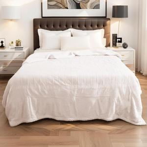 Electric Heated Blanket Twin Size - 62"x84", Soft Flannel Heating Blanket, 10 Heating Levels, 1-12 H Auto Shut Off, Breathable Warm and Washable for Bed, White