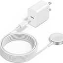 Upgraded Apple Watch Charger, iPhone Watch Charger, Magnetic iWatch Fast Charger to USB C Cable 3ft with USB C Charger Block for iWatch Series Ultra/9/8/7/6/SE/SE2/5/4/3 (White)