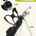 Small Golf Bag, 3 Divider Fit Up to 8 Clubs, Lightweight Golf Stand Bag with Rain Cover, Easy to Carry and Durable Pitch n Putt Golf Bag, Golf Bag with Strap and Stand for Men & Women, 6 Pockets