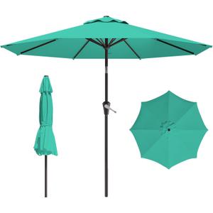 10 FT Patio Umbrella for Outdoor, Outdoor Table Umbrella with Push Button Tilt and Crank, Outdoor Patio Umbrellas with 8 Sturdy Ribs, Patio Umbrellas for Market, Garden, Pool (Cerulean)
