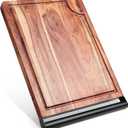Extra Large Edge Grain Acacia Cutting Board with Metal Handle Premium Butcher Block for Kitchen Prep, Charcuterie and Serving thick Heavy-Duty Chopping Board