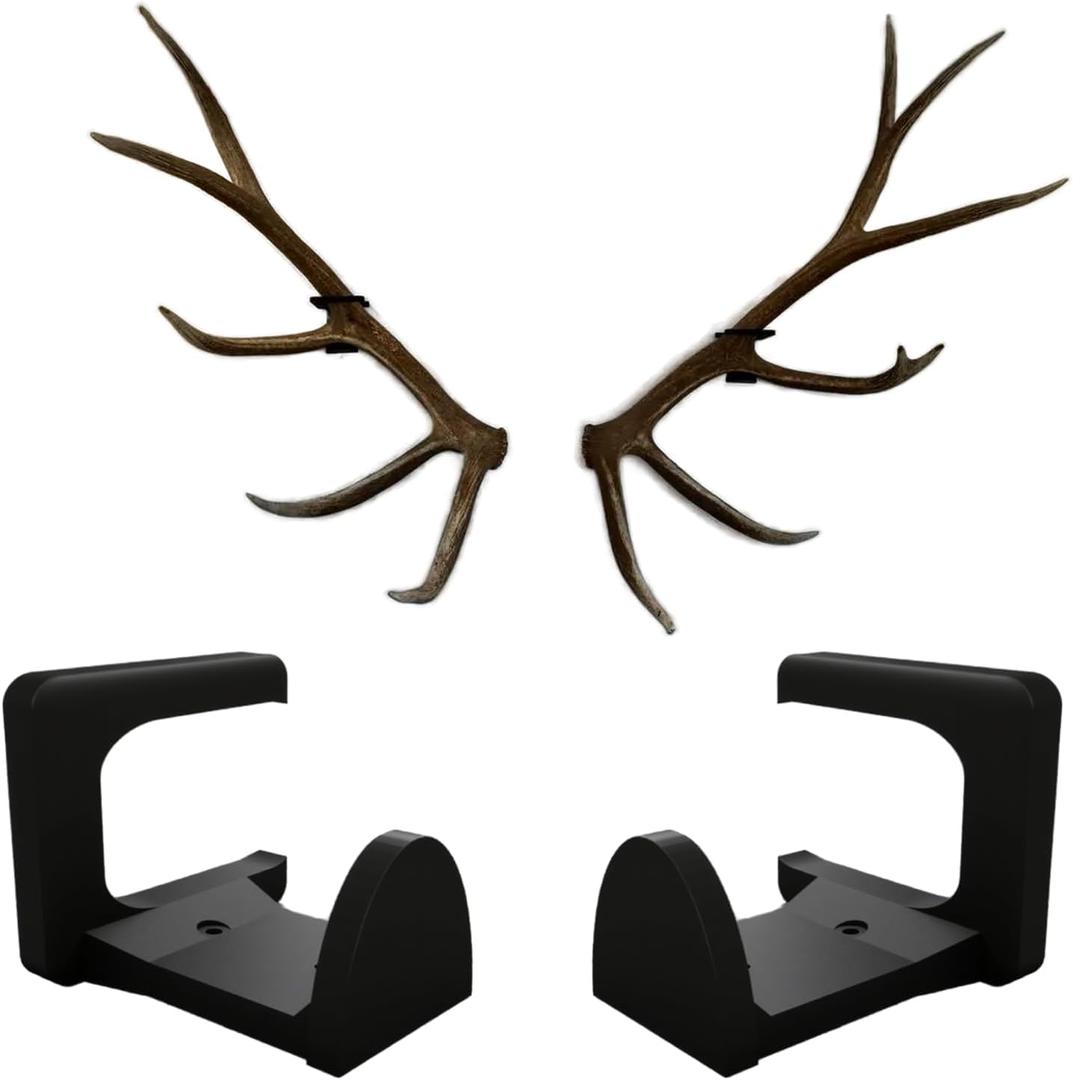 2 Pack Elk/Moose Shed Antler Wall Mounts, Duty Hanger for Natural Sheds & Trophies, Securely Display Your Trophies, Quick Install, Perfect for Cabin and Rustic Decor