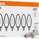 Sylvania ECO LED B10 Light Bulb, 40W=2.5W, 7 Year, 300 Lumens, Non-Dimmable, Clear, 2700K, Soft White - 6 Pack (40878)