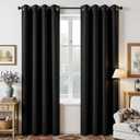 Joydeco Blackout Curtains 90 Inches Long, Black Curtains 2 Panels Set Thermal Insulated Drapes, Room Darkening Grommet Drapes for Living Room Bedroom Window (W52 x L90 Inch, Black)