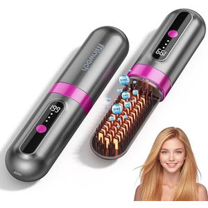 Go Brush Pro 2026 Upgraded Cordless Hair Straightener Brush, Ionic Anti-Frizz, 300M Negative Ions, MCH Fast Heating, 3 Temp Settings, 4000mAh Type-C, Portable Travel Styling Tool