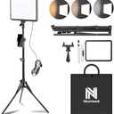 1-Pack LED Video Light Kit, NiceVeedi Photography Lighting Kit, 2800-6500K Dimmable Studio Light with Tripod Stand & Phone Holder, 73" Stream Light for Video Recording, Game Streaming, YouTube