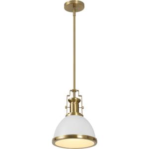 JONATHAN Y Homer Industrial Dome Pendant 10", White/Brass Gold