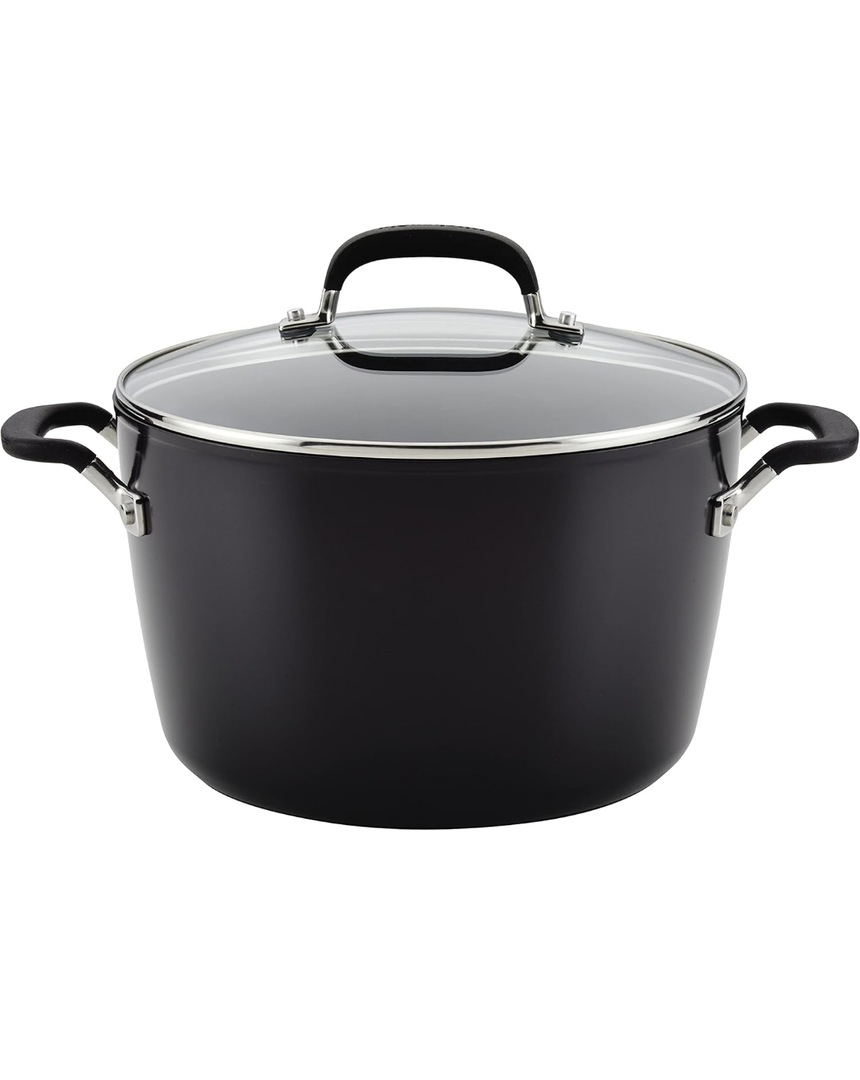KitchenAid 84805 Hard Anodized Nonstick Stockpot with Lid, 8 Quart - Onyx Black