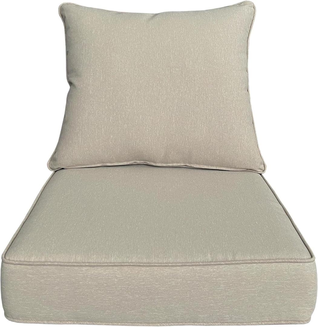 Outdoor/Indoor 24x24 inch Deep Seat Patio Cushions Set of 1 Resilient Foam Filling Water Repellent Stain-Resistant UV Resistant Weather Resistant Patio Cushions Putty