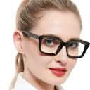 OCCI CHIARI 1.25 Bifocal Reading Glasses Women Blue Light Blocking Oversized Readers 1.0 1.25 1.5 1.75 2.0 2.25 2.5 2.75 3.0 3.5(Black,1.25)