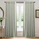 RYB HOME Linen Sheer Curtains and Drapes for Living Room 108 inches Length, Breathable Back Tab/Rod Pocket Semi Sheer Curtains, Sage Green, W 52 x L 108 inches, 2 Panels Set