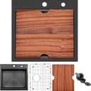 21x20 inches Kitchen Sink Black, 304 Stainless Steel Topmount Kitchen Sink, 21 inch 16 Gauge Single Bowl Workstation Drop in Prep Rv Sinks With Accessories