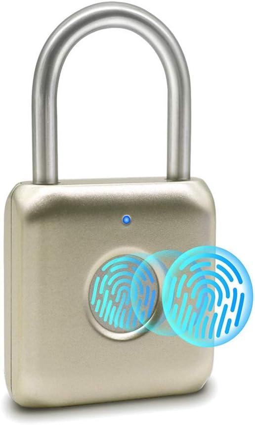 Fingerprint Padlock eLinkSmart Gold Metal Padlock Keyless Combination Padlock for Gym Locker Shed Locker Storage Units Luggages Suitcases