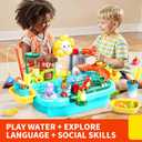 Pupu Pig Water Table Play Sink Toys for Toddlers, Kids Play Kitchen Sink with Running Water, 360 Electric Faucet, Floating Fishing Game, Sensory Water Table Toys for Boys Girls Summer Gifts