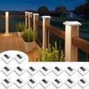Solar Post Cap Lights Outdoor 16pack - Waterproof Solar Fence Post Lights Fit 4x4 Wooden/Vinyl Posts, White Solar Deck Post Lights Emit Warm White For Outside, Deck Fence/Backyard/Stair Railing/Porch